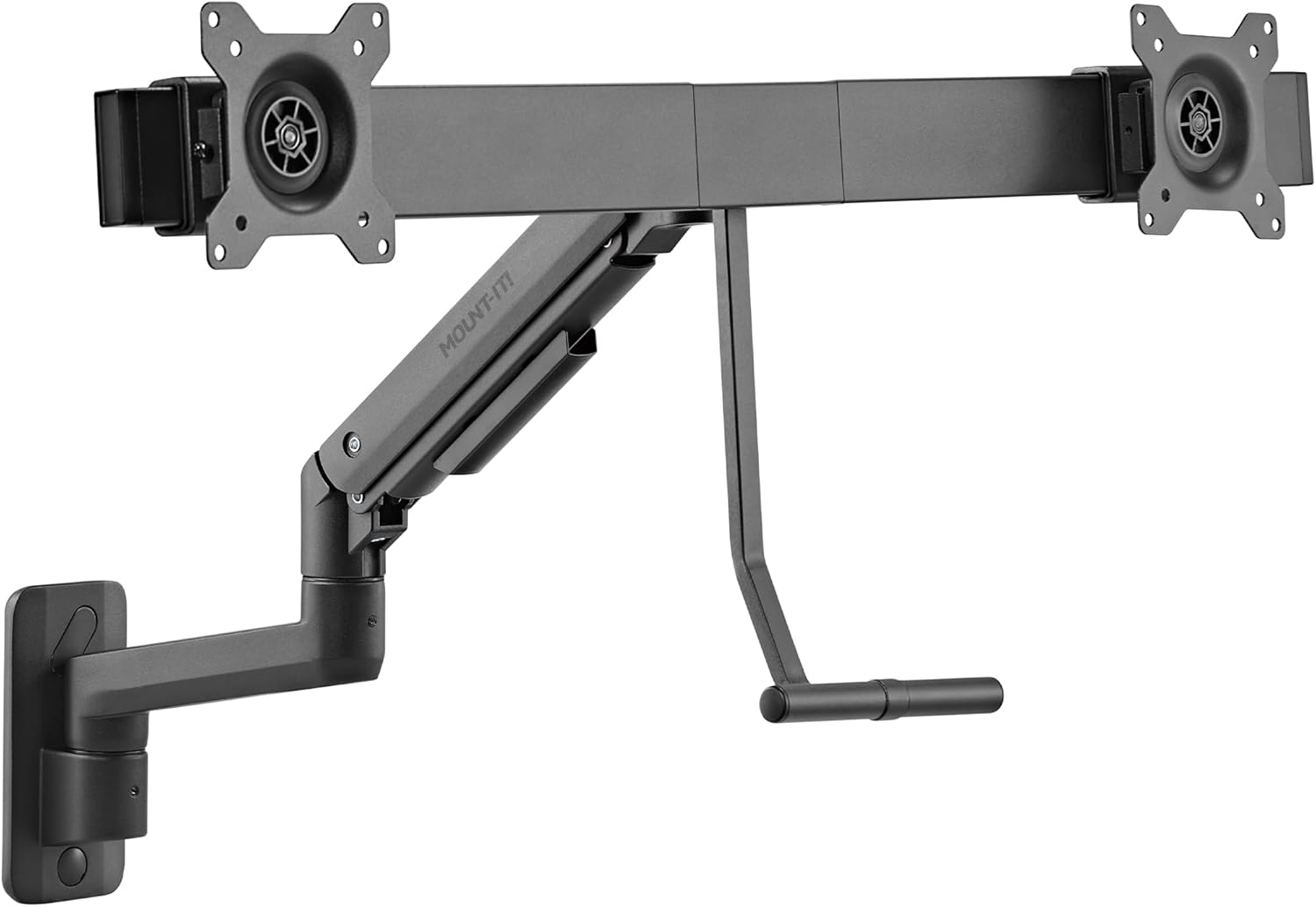 Mount-It! Proflex Dual Monitor Wall Mount, Gas Spring Arm with Crossbar, Fits 17–32″ Screens up to 19.8 lb Each, Height Adjustable Full Motion Tilt Swivel Rotate, VESA 75, 100 mm, Premium Setup
