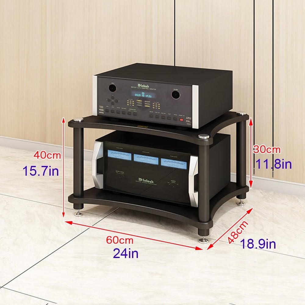 Wood HiFi Racks 24in Stereo Cabinet HiFi Regal Audio Rack Amplifier Rack AV Media Stand Floor-Standing Audio Video Components Cabinet(Brown,40cm/15.7in)