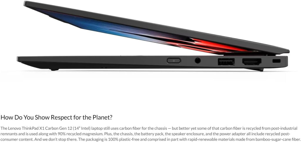 Lenovo Gen 12 ThinkPad X1 Carbon Laptop with Intel Ultra 7 165U vPro Processor, 14' OLED 2.8K Touchscreen, 64GB 6400MHz RAM, 2TB Gen4 Performance SSD, Haptic Touchpad, 2160P UHD Webcam, and Win 11 Pro