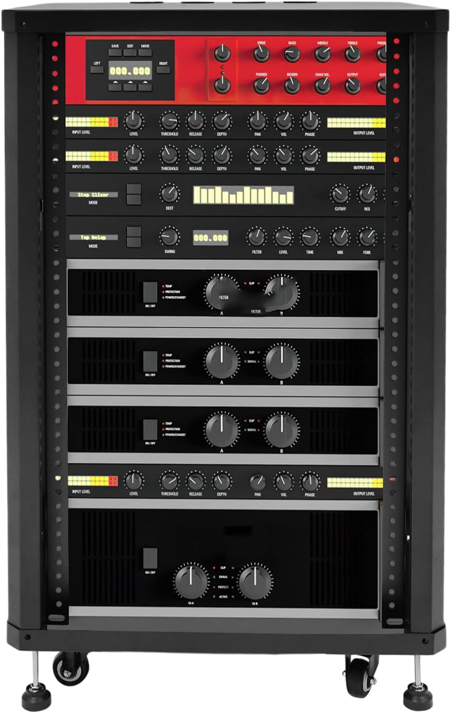 18U Server Rack with Wheels&Leveling Feet,Freestanding Rolling Open Frame IT Network Server Cabinet Rack Shelf for Audio Video Music Recording Computer AV Data & IT Equipment,Up to 300 Lbs Load,Black