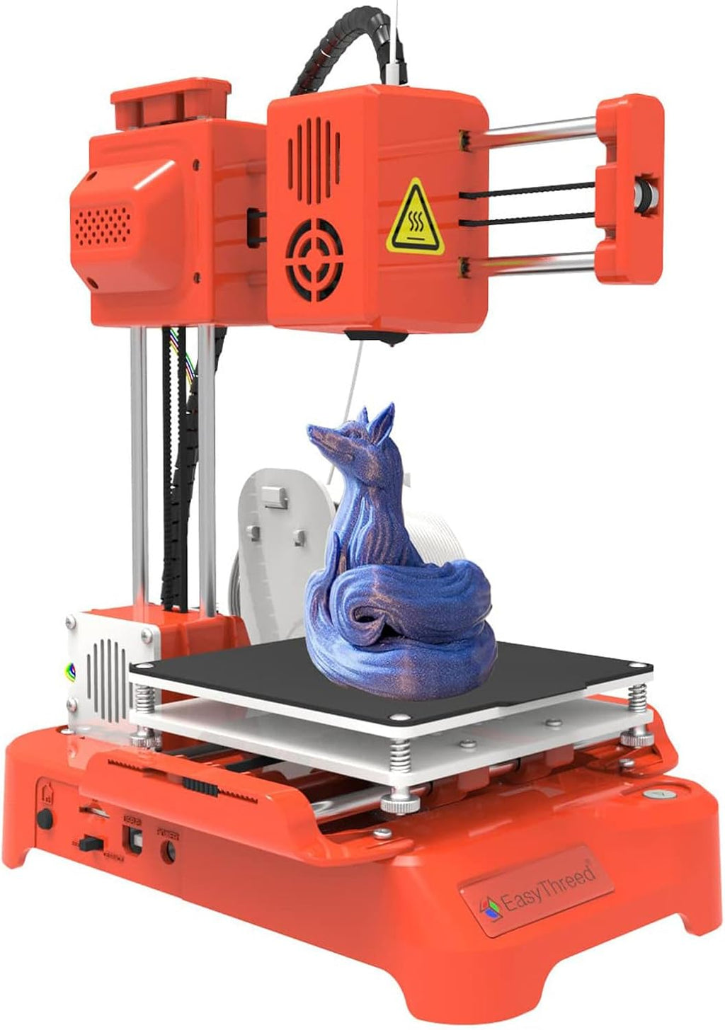 K7 3D Printer, Desktop Mini 3D Printer, Not Leveling Required Printer for Beginners, Kids, Student Education, 100 * 100 * 100 mm Print Size, One Keys Printing Orange