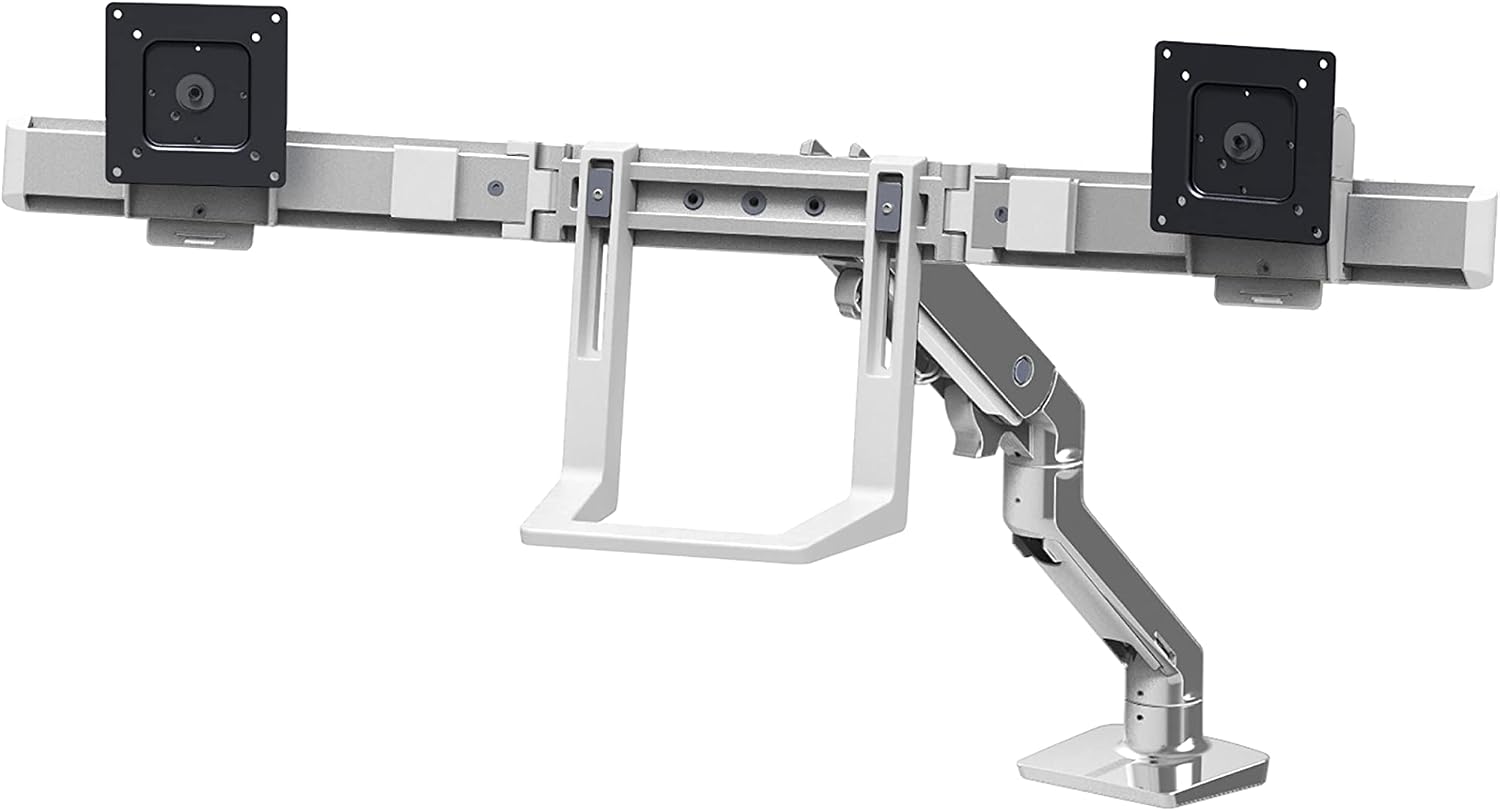 Ergotron – HX Dual Monitor Arm, VESA Desk Mount – for 2 Monitors Up to 32 Inches, 5 to 17.5 lbs Each – Polished Aluminum