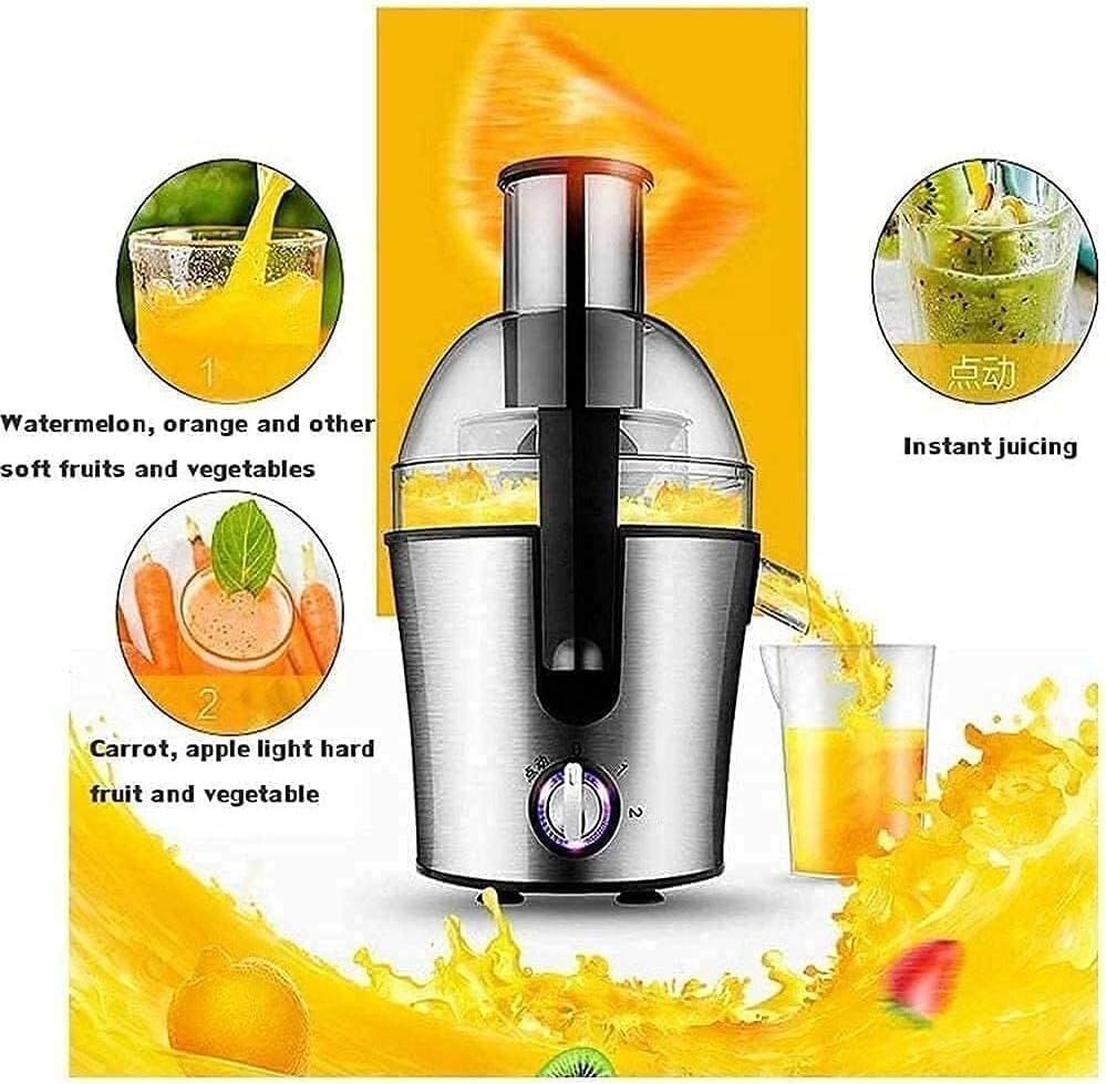 3-Speed Centrifugal Juicer, Powerful Stainless Steel Juicer Extractor for Fruits & Vegetables, Easy to Clean with Pulse Function