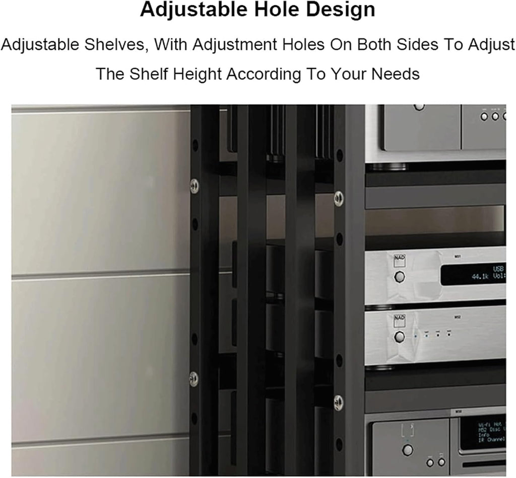 Audio Rack 4 Tier Stereo Rack Audio Equipment Rack Audio Open Rack Cabinet HiFi Rack with Adjustable Shelves Audio-Video Shelving