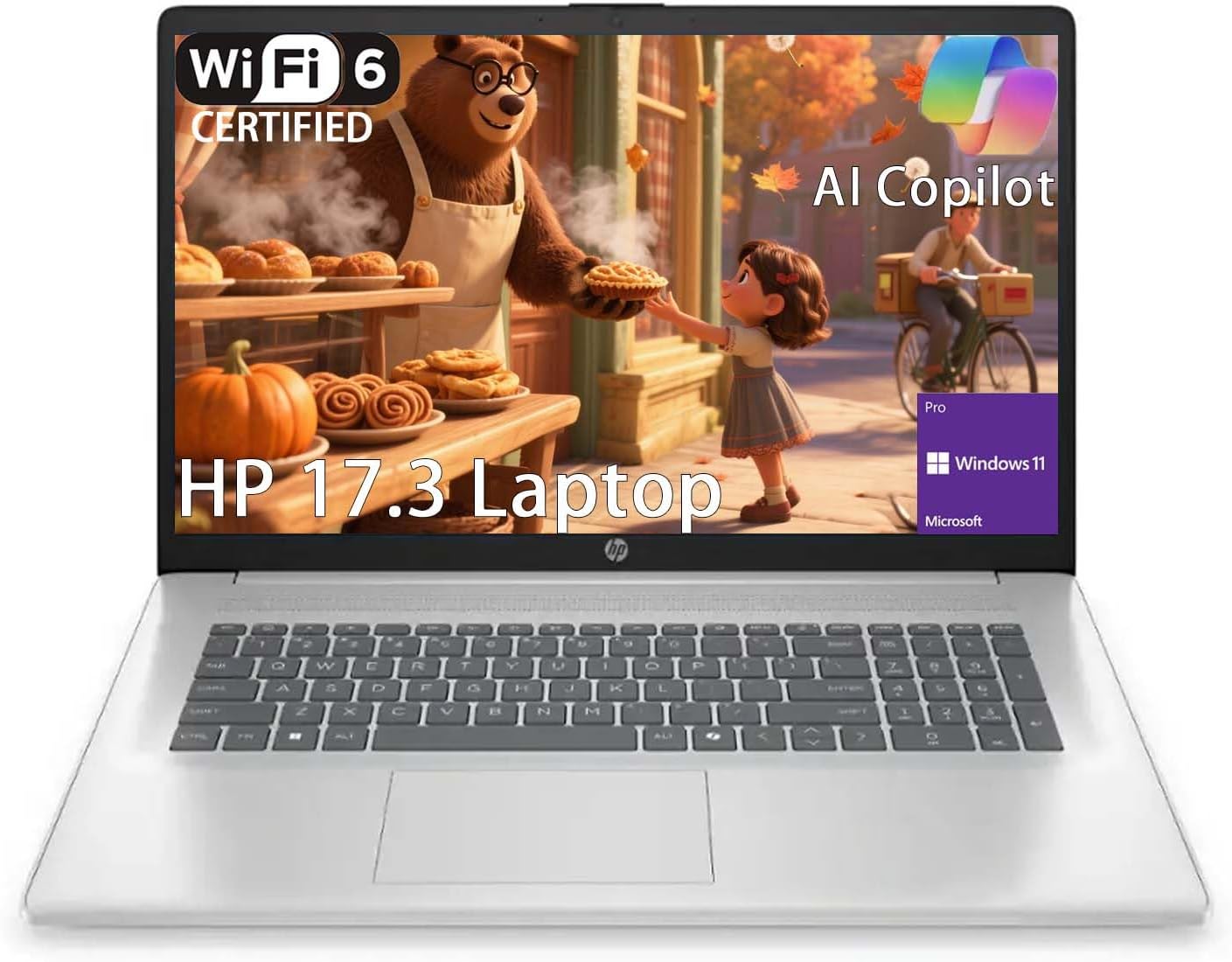 HP 17.3' HD+ Laptop Computer for Student & Business, Intel 8-core Processor(up to 3.80 GHz), 16GB RAM, 512GB SSD,Wi-Fi 6, Bluetooth 5.3, HDMI, Type-C, Windows 11 Pro, Numeric Keypad, with 5ave kit