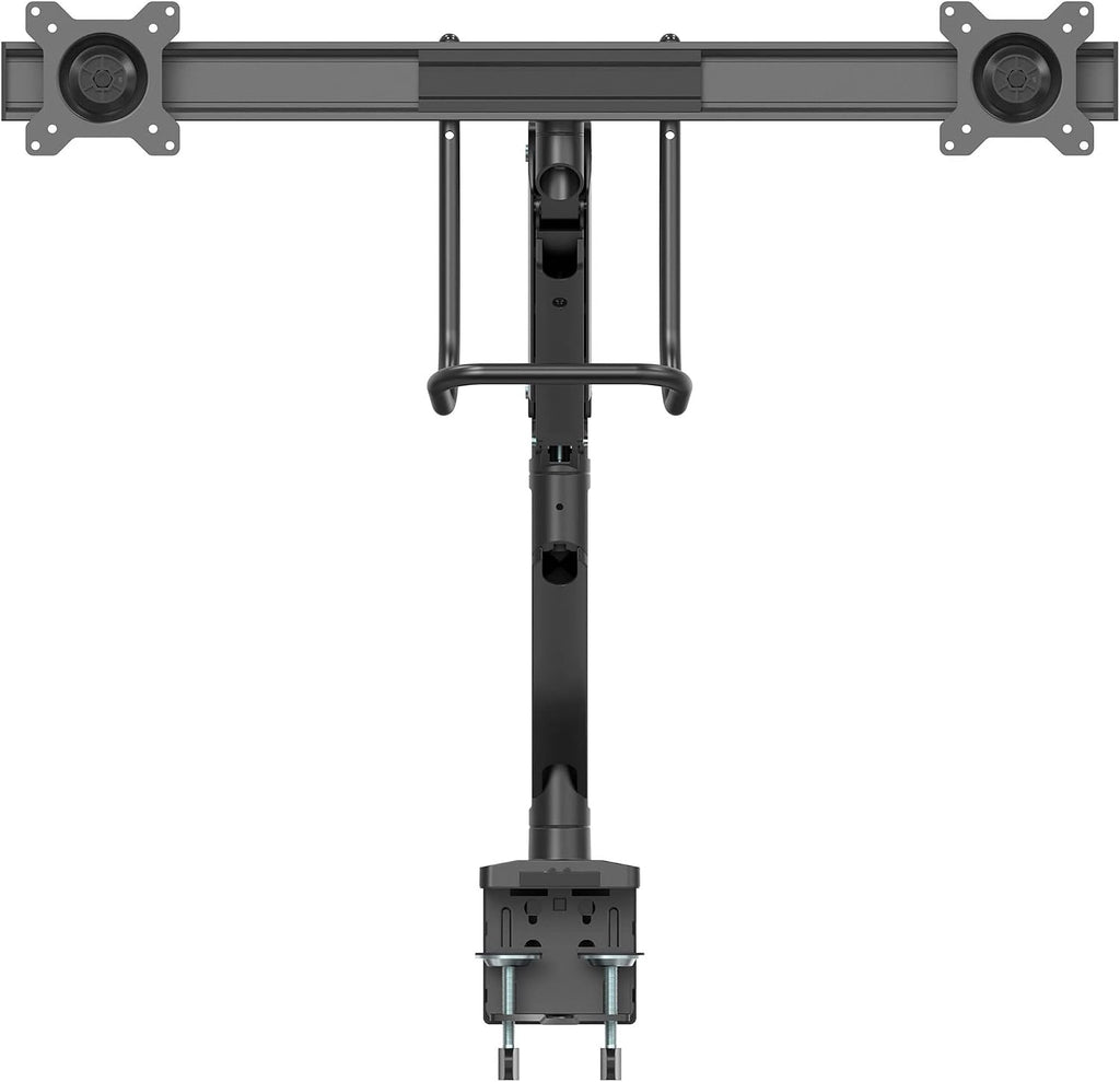 StarTech.com Desk Mount Dual Monitor Arm - Ergonomic Monitor VESA Mount 32' (17.6lb/8kg) Displays - Crossbar Handle for Synchronized Full Motion - Height Adjustable - C-Clamp/Grommet (ARMSLMBARDUO)