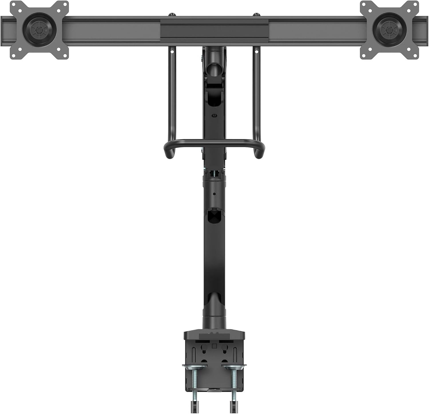 StarTech.com Desk Mount Dual Monitor Arm - Ergonomic Monitor VESA Mount 32' (17.6lb/8kg) Displays - Crossbar Handle for Synchronized Full Motion - Height Adjustable - C-Clamp/Grommet (ARMSLMBARDUO)