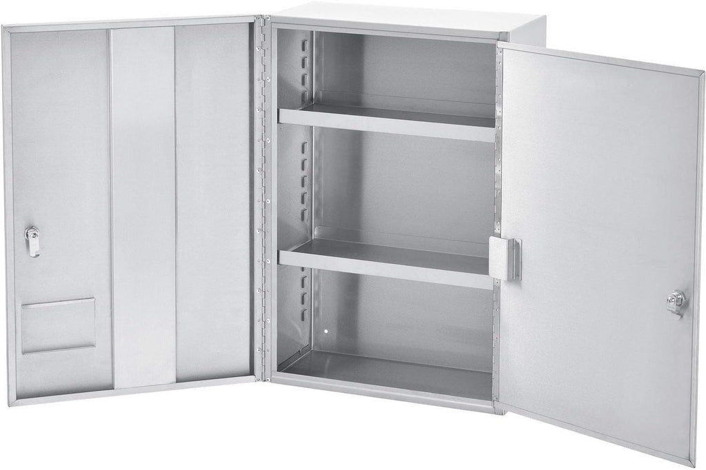 Global Industrial Stainless Steel Narcotics Cabinet, Double Door/Double Lock, 16' W x 8' D x 24' H, for Doctor's Offices, Patient Rooms, Hospitals, Laboratories and More