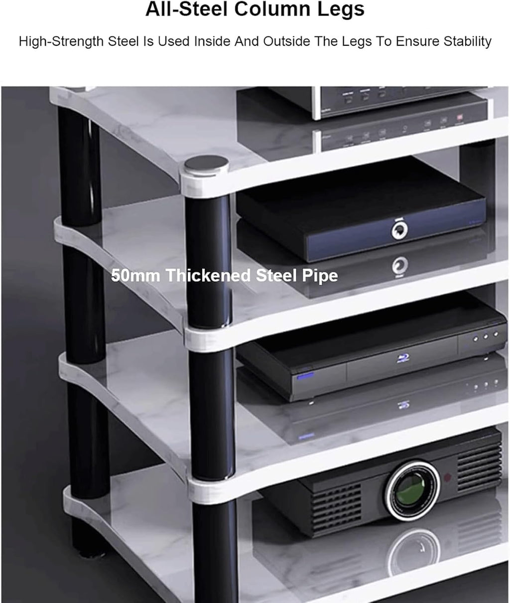 Audio Rack 1/2/3/4 Tier Stereo Rack Audio Equipment Rack Audio Stereo Shelf Wooden HiFi Rack Audio-Video Shelving Shock-Absorbing(Nero,1 Tier)