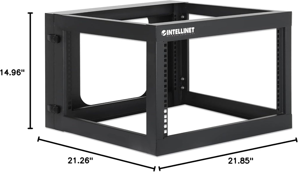 Intellinet 6U 19' 4 Post Open Frame Wall Mount Rack - 180 Degree Gate Swing, Pre-Assembled, Antistatic Powder Coated Steel – for IT Network Equipment & AV Devices – 3 Yr Mfg Warranty – 716031