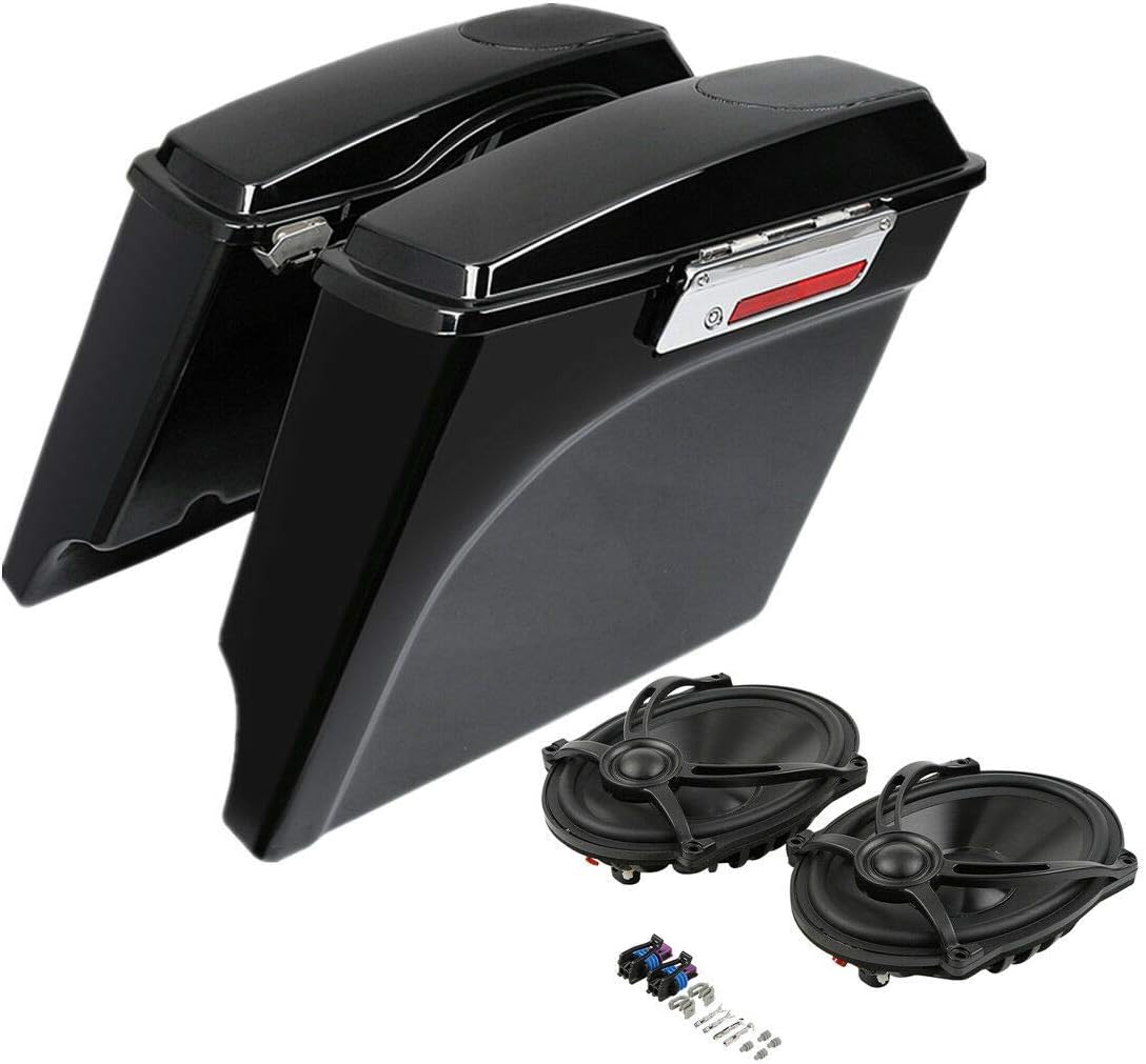 TCMT 5' Extended Saddlebags W/ 5'x7' Speaker Lids for Harley Touring Models CVO Road Glide Road King Street Glide Electra Glide Ultra Classic 1994-2013 (5' Extended Saddlebags)