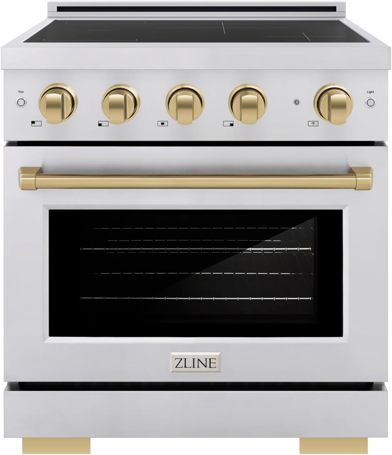 ZLINE Autograph Edition 30 in. 4.2 cu. ft. Paramount Induction Range with 4 Element Cooktop and Electric Convection Oven in Stainless Steel with Champagne Bronze Accents (SINRZ-30-CB)