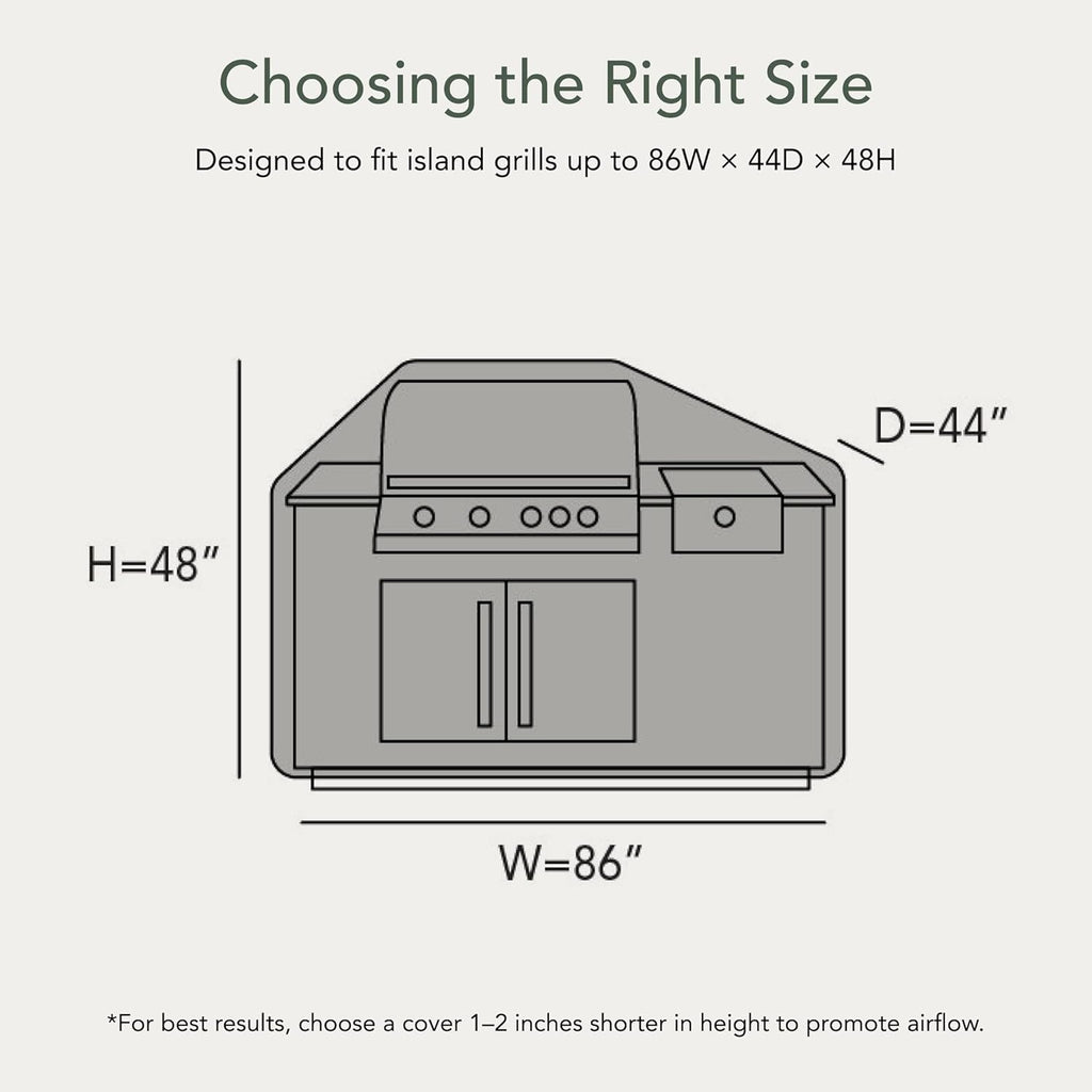 Covermates Elite Island Grill Cover - Weather-Resistant BBQ Grill Protection, Heavy-Duty Outdoor Cover with Mesh Vents for Year-Round All-Weather Durability, 86 Inch, Khaki