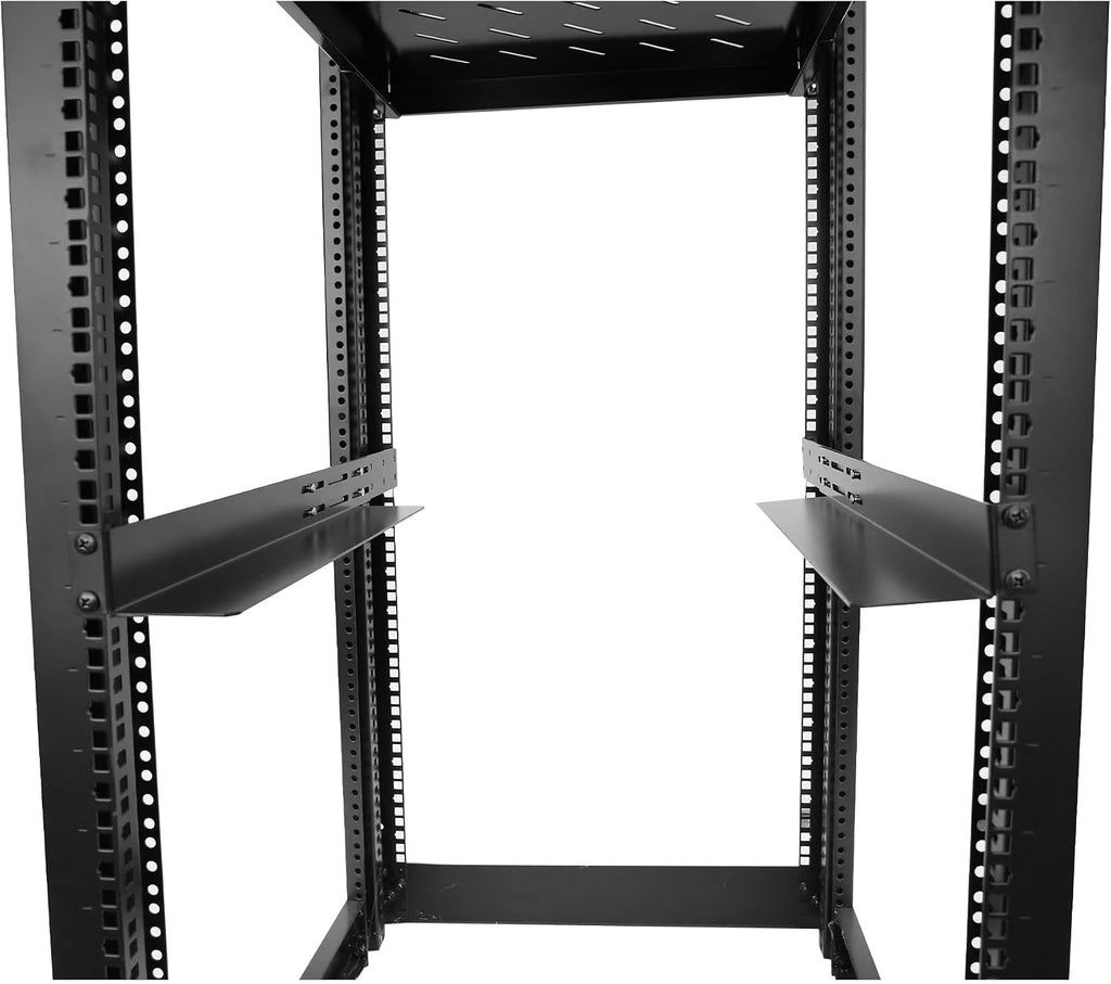 GLOBALRACK 4-Post 42U Open Frame Server Rack/19in Server Network Rack Adjustable Depth 24-35inch Suitable for Computer/Audio Video/Data/IT Equipment/Cold Rolled Steel Heavy Duty Rack (4POST RACK-042)