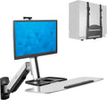 Mount-It! Wall Mounted Sit-Stand Single Monitor Workstation with Gas Spring Arm, Keyboard Tray & CPU Holder, 19.9' Height Adjustment, 41' Extension, VESA 75x75 100x100, MI-7905