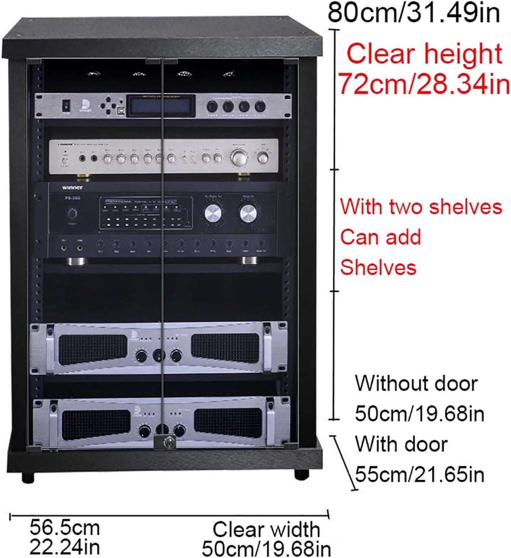 Wooden Media Cabinet for Record Player & Stereo, Audio Rack Tower Stand, Stylish Media Shelf, Perfect for Home Entertainment (56.5x55x80cm)