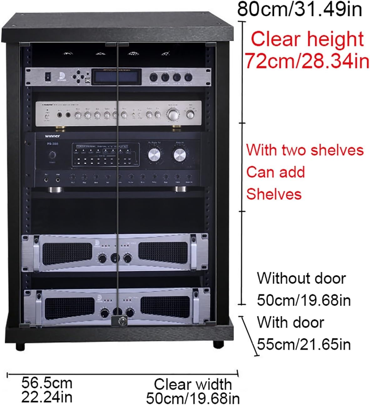 Wooden Media Cabinet for Record Player & Stereo, Audio Rack Tower Stand, Stylish Media Shelf, Perfect for Home Entertainment (56.5x55x80cm)