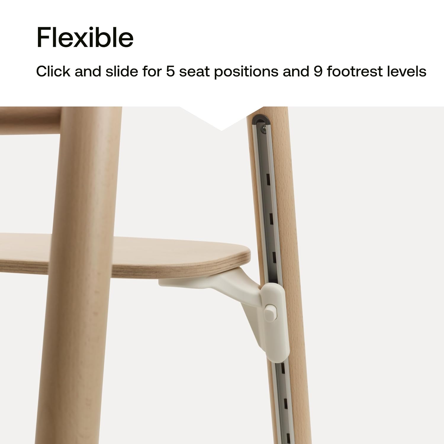 Bugaboo Giraffe Wooden Baby High Chair – Adjustable in 1 Second, Ergonomic & Easy Clean Highchair – Suitable from Birth with Newborn Set (Sold Separately) – FSC Beechwood & Bioplastic Design - White