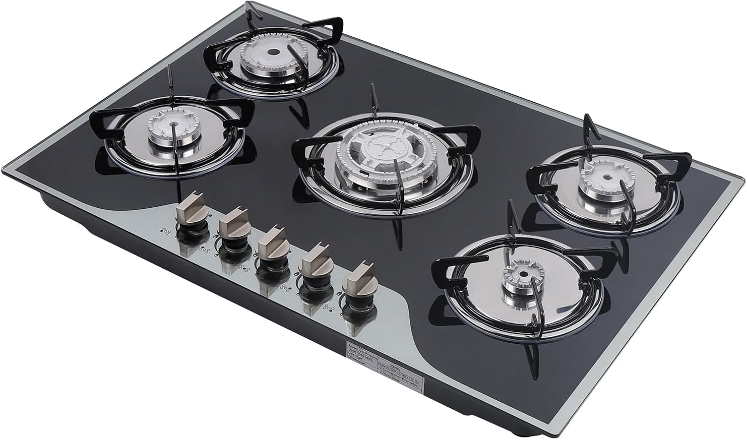 Propane Gas Cooktop with 5 Burners, 30 Inch Built-In Gas Cooktop Lpg/Ng Gas Stove Top for Kitchen - 8 Mm Tempered Glass, Pulse Ignition Type