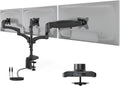 Mount-It! Triple Monitor Mount, 3 Monitor Desk Mount with Gas Spring Arms, Fits 13–32 Inch Screens up to 17.6 lbs per Arm, VESA 75 & 100, Clamp or Grommet Base, USB-A & C Ports, Black