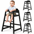 4-Pack Wooden Baby High Chair -Stack-able Solid Wood Feeding Seats, with Commercial Grade Solid Wood for Dining Table & Kitchen - Compact & Portable Design for Restaurant & Home Use（Black）