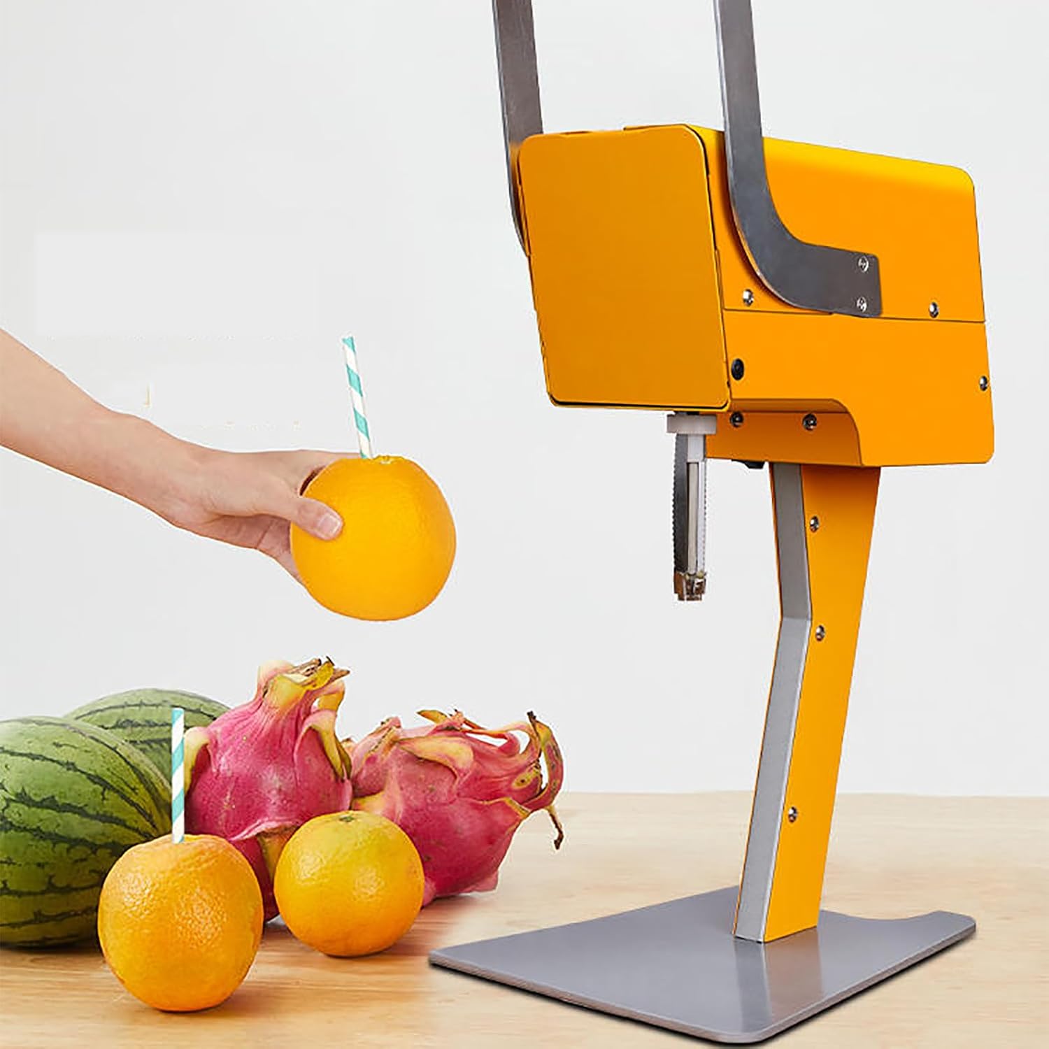Commercial Juicer, Orange, Watermelon, Pineapple Juicer with Corer and Double Blades, No Peeling Required, 10S Fast Juicer, Suitable for Fruits with Diameters of Φ88-120mm