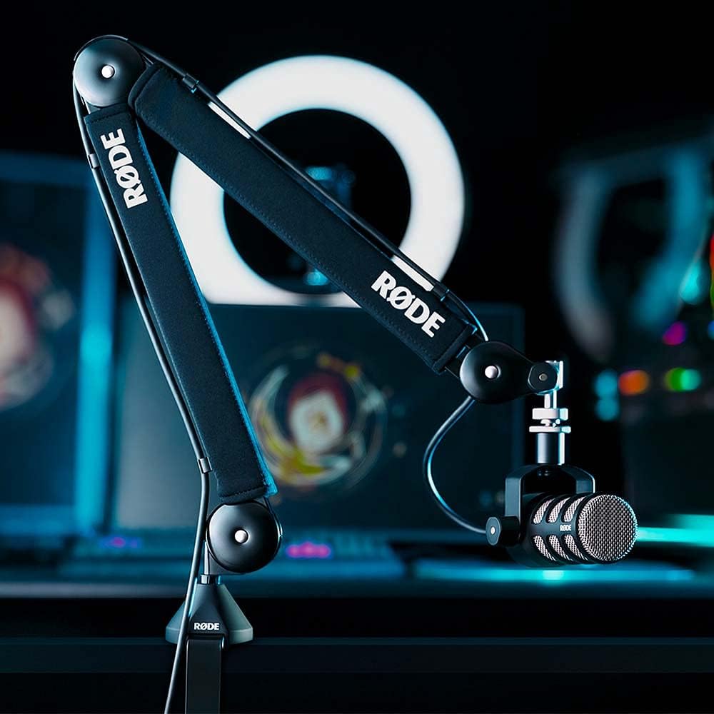 Rode NT1 Signature Black Large-Diaphragm Cardioid Condenser Microphone Bundle with PSA1+ Silent Boom Arm — 4 dBA Self-Noise XLR Studio Mic for Singing, Vocal Recording, Voice Over, Podcasting