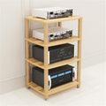 AV Media Stand 2/3/4 Tier Record Player DVD CD Audio Rack Tower Holder, Adjustable Media Storage Cabinet, Entertainment Stereo Racks Equipment Console Shelf,Wood,4 Tier