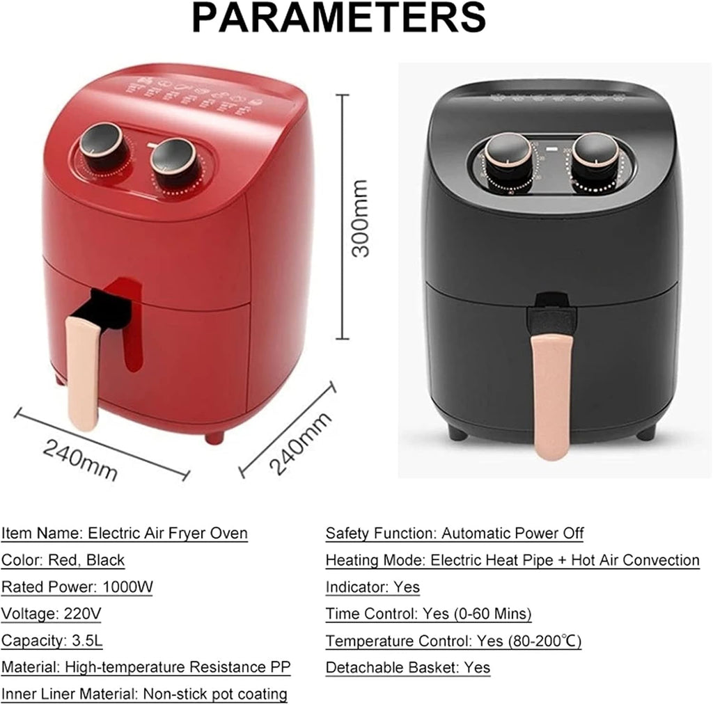 Air Fryers For Home Use Air Fryer 1000W Kitchen Oven Oil Free Low Fat Healthy Cooker Oven 3.5L Comfortable anniversary