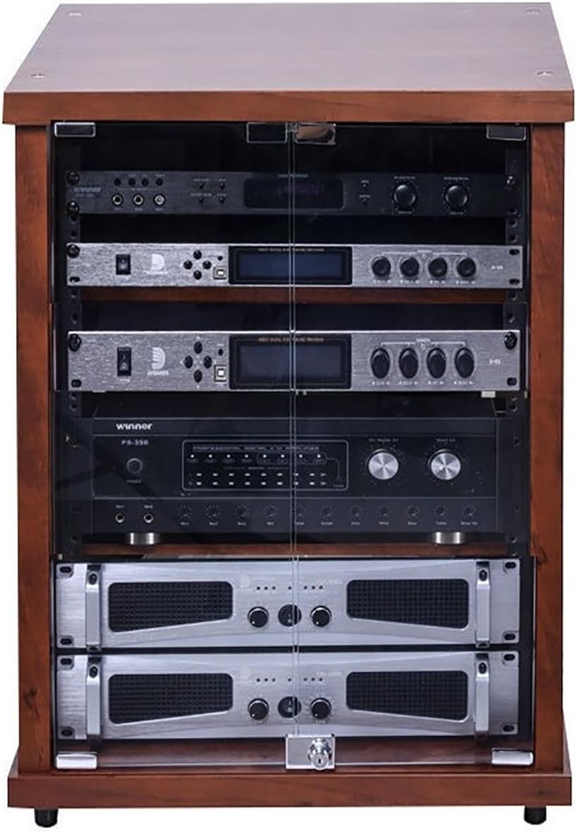 Wooden Media Cabinet & Audio Rack Tower, Perfect Record Player Stand & Stereo Shelf, Stylish Storage for Vinyl, CDs & Electronics (57x55x80cm)