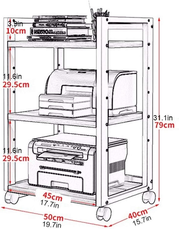 Printer Shelf Printer Stand Office Supplies for Portable Storage Printer Desk with 4 Wheels & Lock Mechanism for Mini 3D Printer, H 79cm Printer Shelves(A)