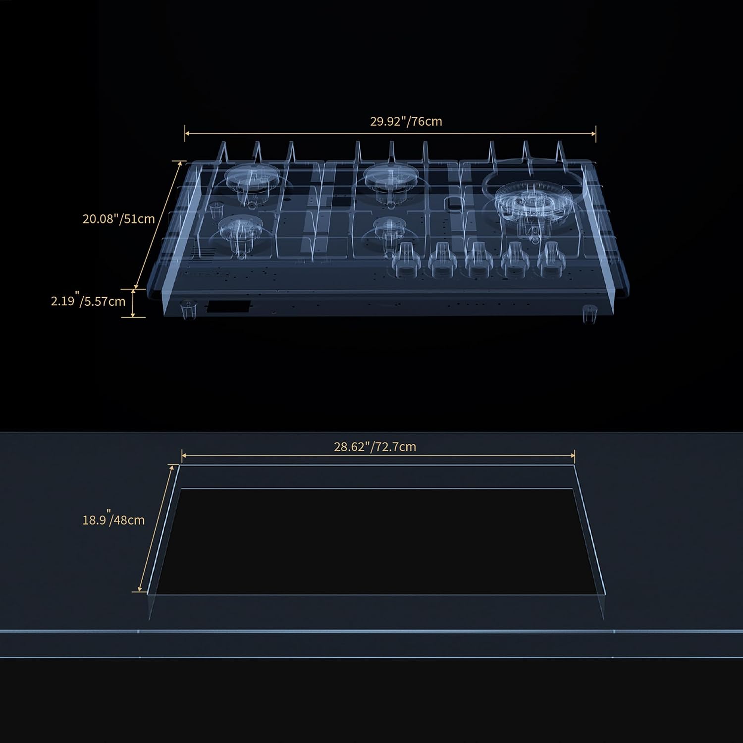Empava Gas Cooktop 30 Inch, 5 SABAF Sealed Burners Made in Italy, Stove Top Bulit-in Ion Flame Ignition, NG/LPG Convertible,CSA Approved, Stainless Steel, Ideal for Kitchens,Apartments