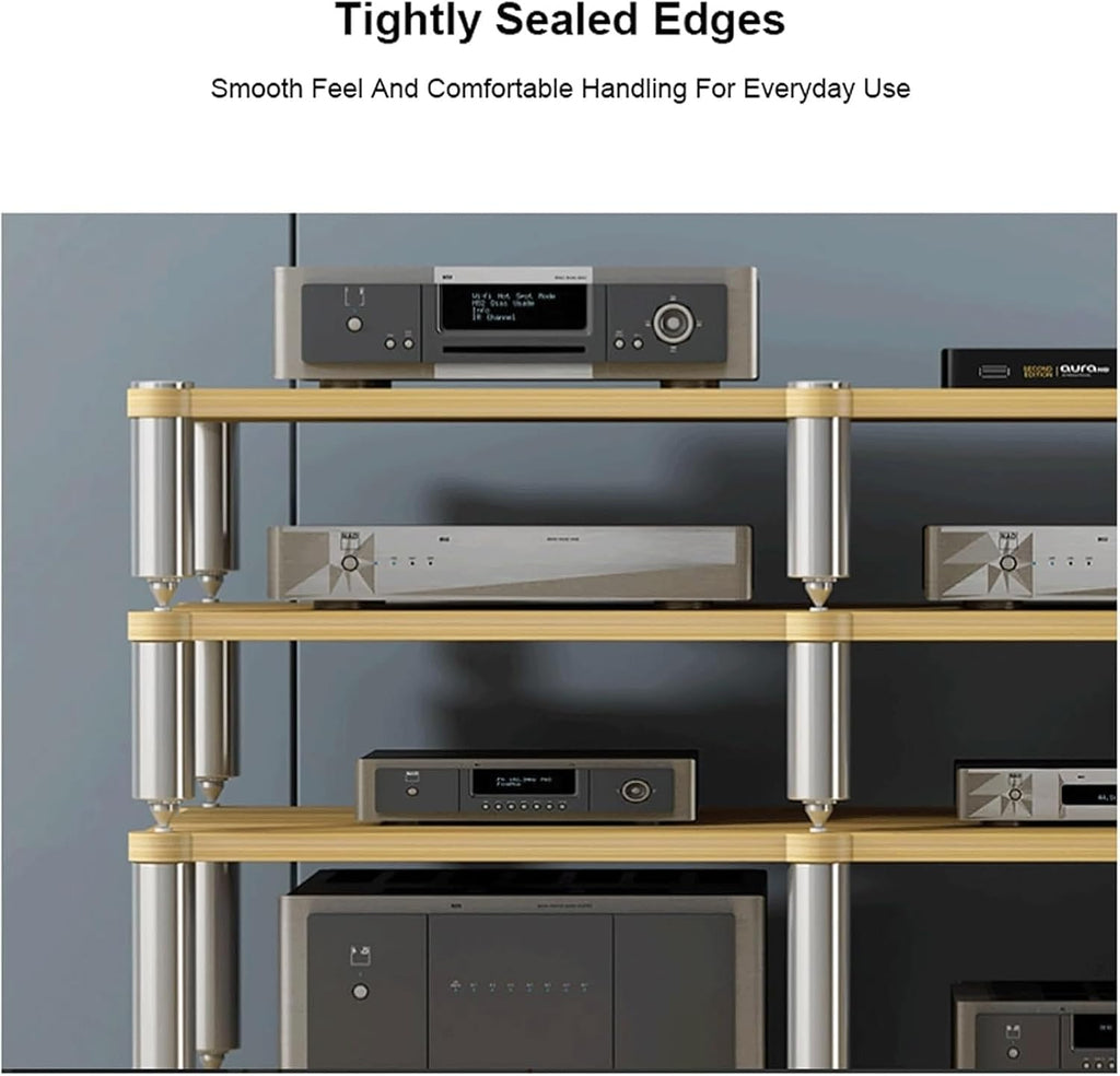 Stereo Stands Modern Audio Rack Tower AV Media Stand Wooden Tiered Shelves 2 Tier,3 Tier,4 Tier Audio Rack Shelf AV Media Player Stand(Natural,2 Tier)