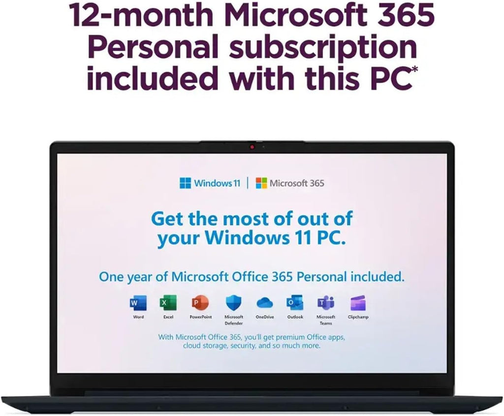 Lenovo 15.6' IdeaPad 1 Laptop | 8GB RAM | Dual Storage: 256GB SSD + 128GB eMMC | Wi-Fi 6 | USB-C | 1-Year Microsoft Office 365 | Intel Dual-Core | HD Display | Win 11 | w/WOWPC Recovery USB (Renewed)