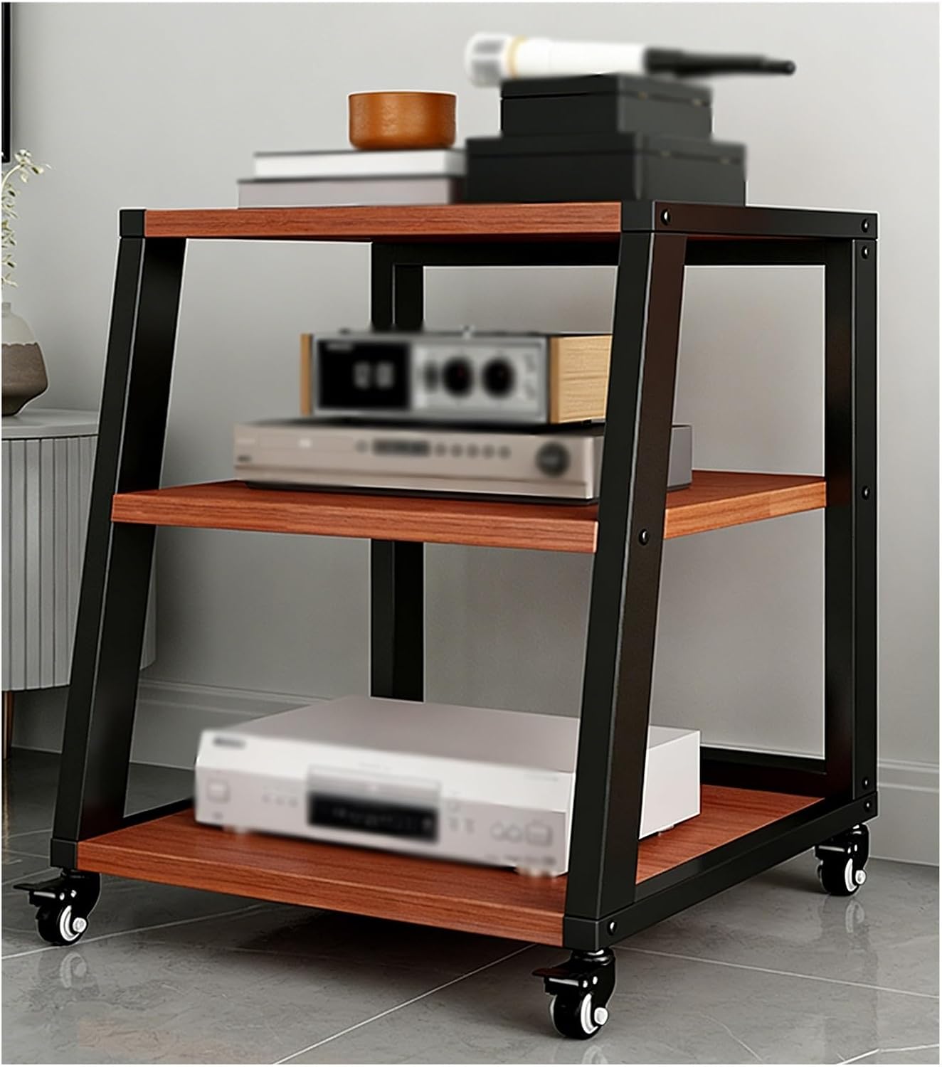Heavy Duty Storage Rack System with Casters, 2-5 Tier Metal Shelving Unit, Adjustable Organizer Stand for Home & Office, Hi-Fi Audio Equipment Shelf, Sturdy and Versatile