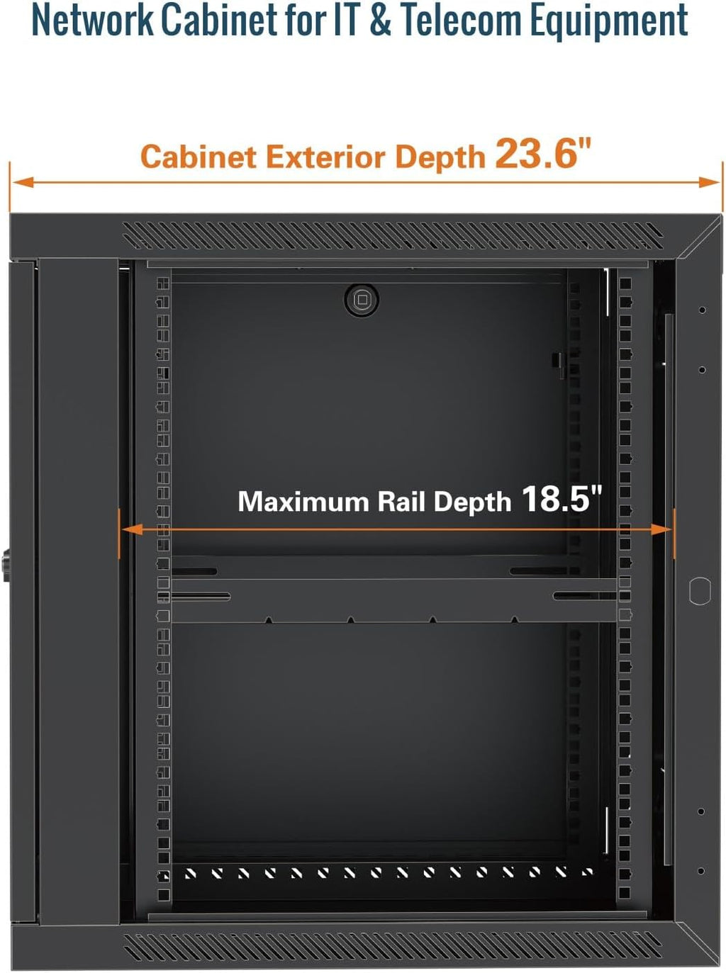 Tecmojo 18U Wall Mount Rack,18U Rack 23.6 Inch Depth,Hold Up to 176 Lbs,Enclosed Wall Mount Rack Kit for 19 Inch Network,Server and AV Gear,Glass Door(Elite Collection)