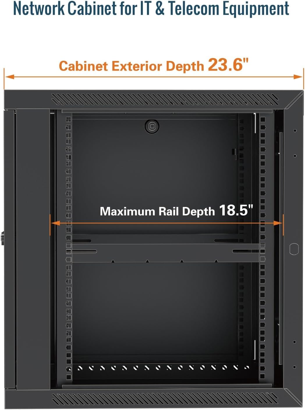 Tecmojo 18U Wall Mount Rack,18U Rack 23.6 Inch Depth,Hold Up to 176 Lbs,Enclosed Wall Mount Rack Kit for 19 Inch Network,Server and AV Gear,Mesh Door(Elite Collection)