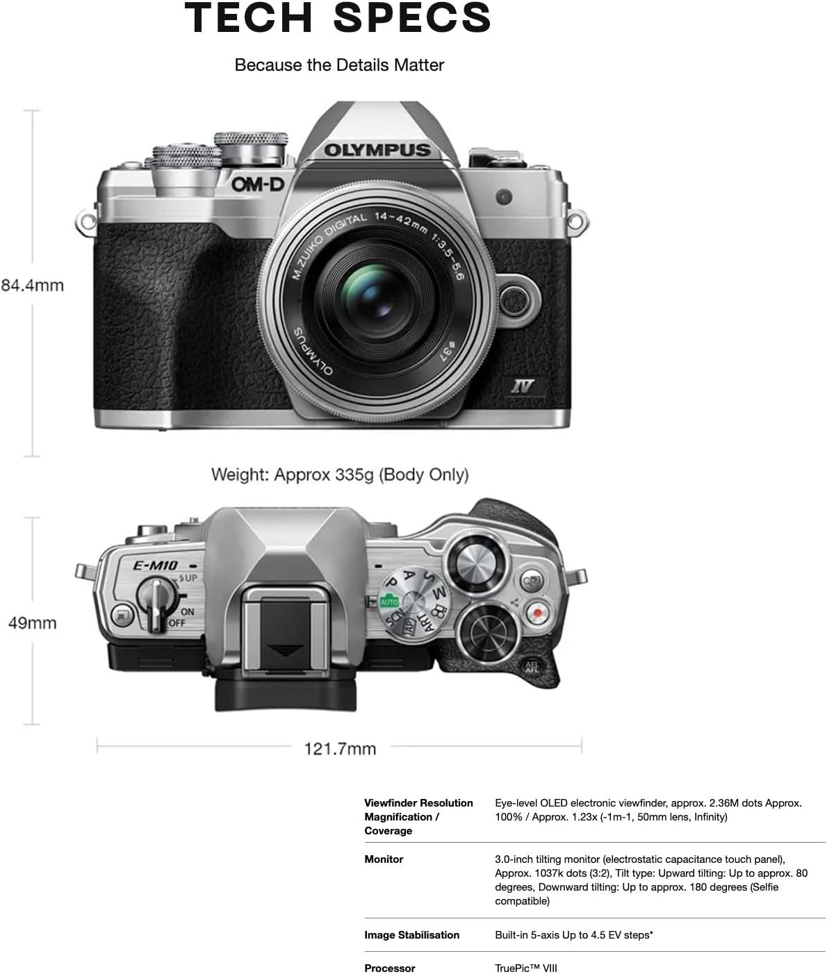 OM SYSTEM Olympus E-M10 Mark IV Silver Micro Four Thirds System Camera 20MP Sensor 5-Axis Image Stabilization 4K Video Wi-Fi