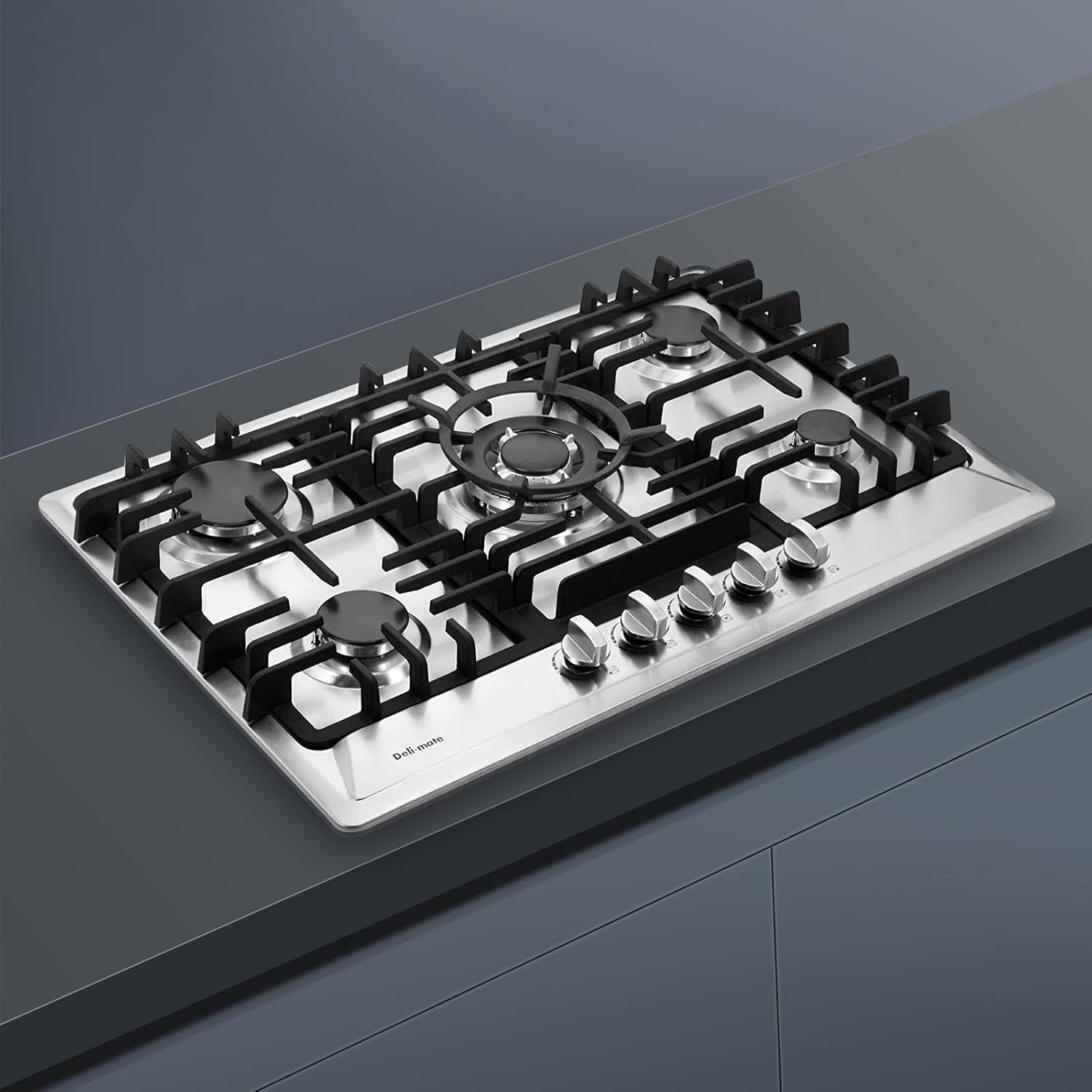 30 Inch Gas Cooktop, Stainless Steel Built-in 5 Burners Gas Stovetop LPG/NG Convertible Gas Stove Top Dual Fuel Cooktop DM527-02