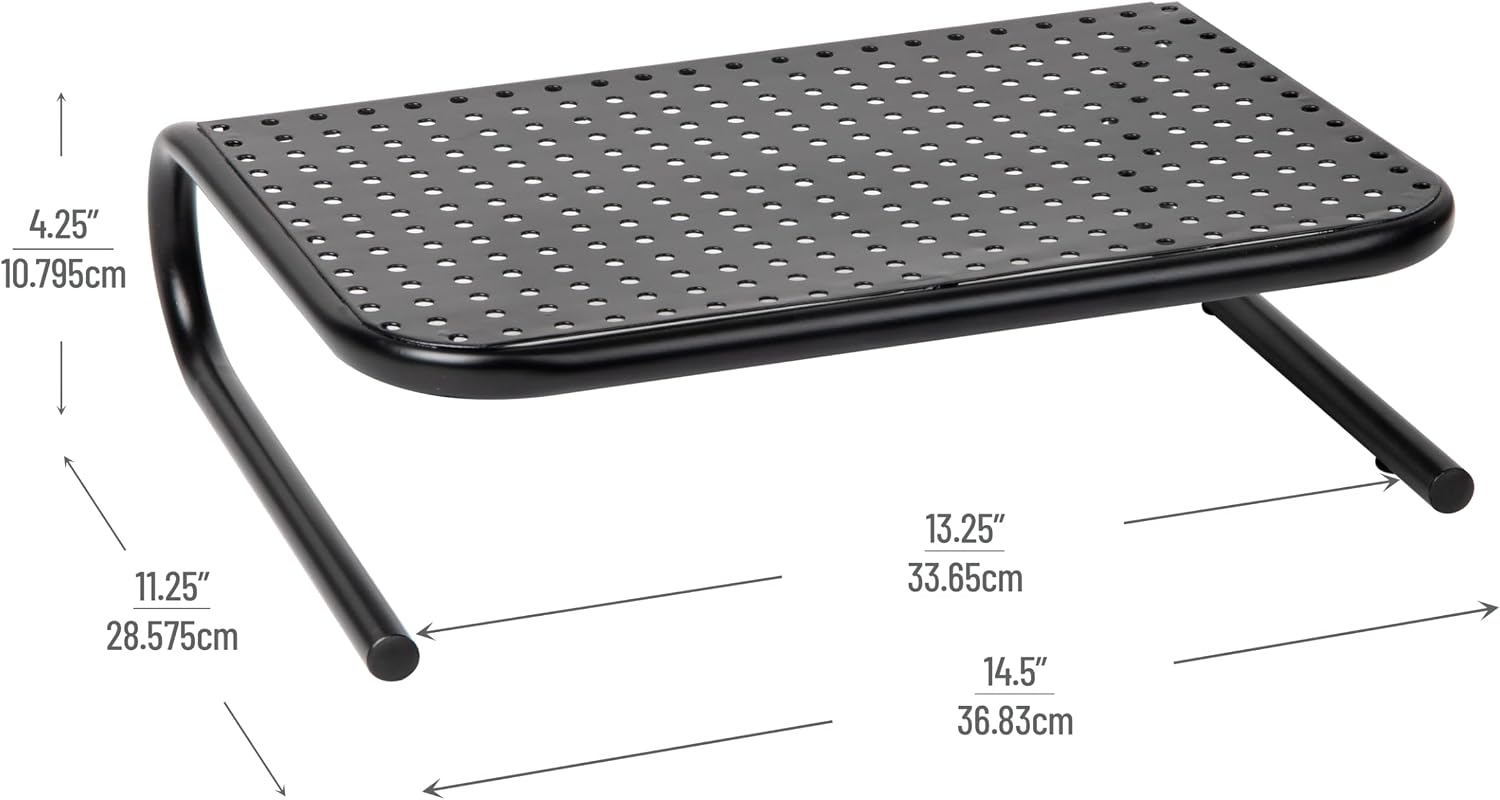 Mind Reader Monitor Stand, Ventilated Laptop Riser, Desktop Organizer, Metal, 14.5' L x 11.25' W x 4.25' H, Black (Pack of 8)