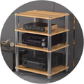 HiFi Audio Rack & Amplifier Stand for Home Theater, 2/3/4-Tier AV Equipment Shelf with Spikes Audio-Visual Shelving for Receiver, Turntable, Speaker(Wood,60 * 48 * 81cm(4Tier))