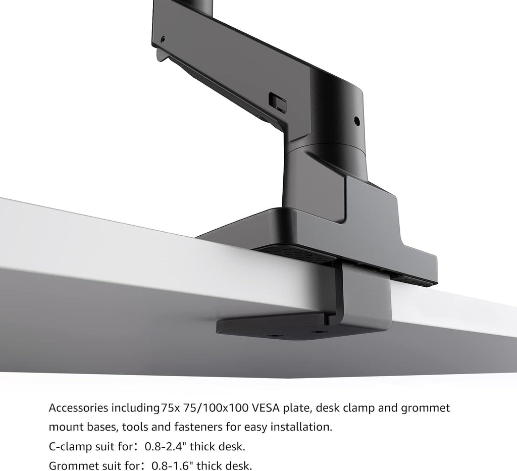 Monitor Arm Desk Mount Fits Curved Ultrawide Monitors Full Motion Height Swivel Tilt Rotation Adjustable Monitor Arm Up to 43 Inches,Weight Capacity Up to 33 lbs（S515 Black）