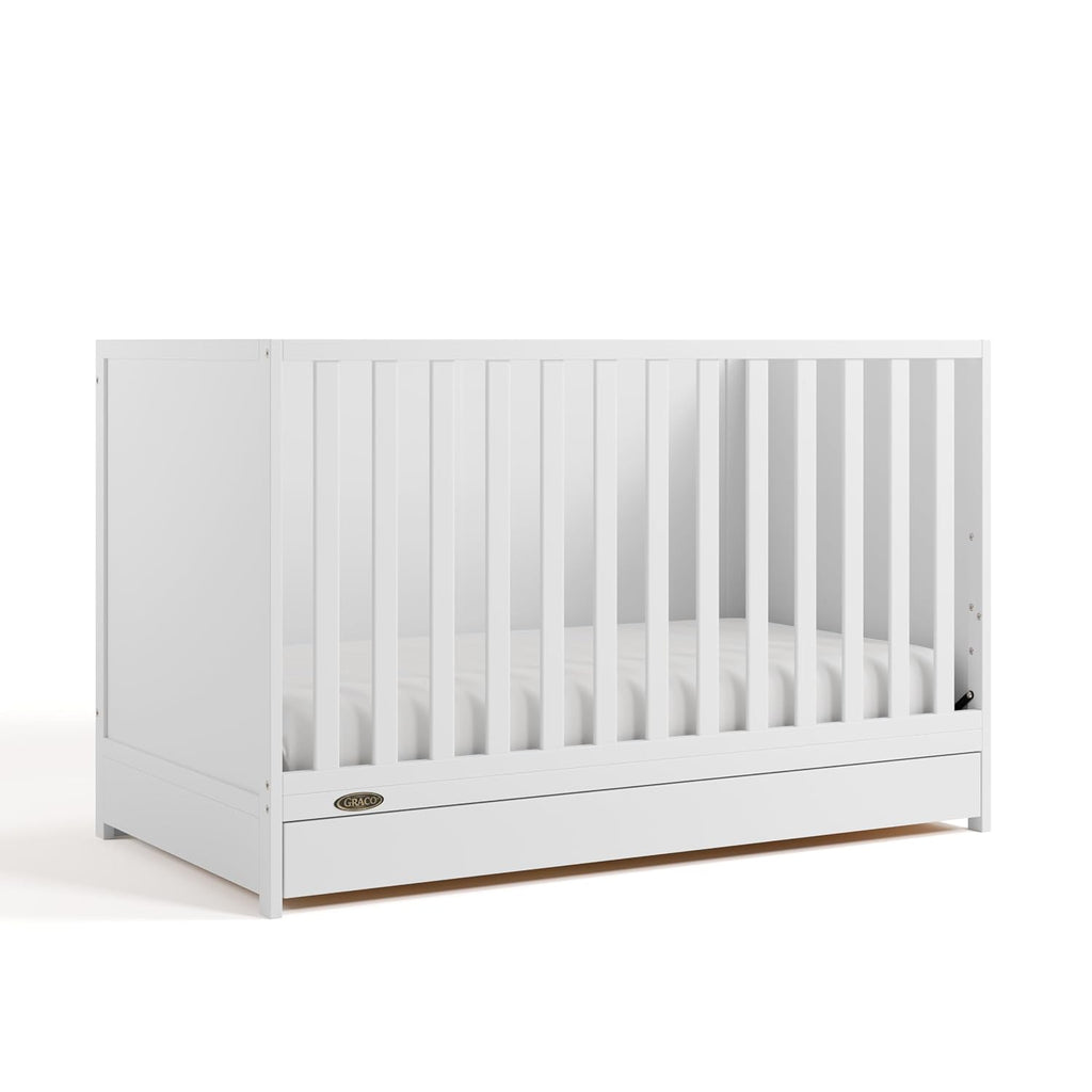 Graco Theo 3-in-1 Convertible Crib with Storage Drawer – GREENGUARD Gold Certified Baby Crib Crafted from Wood, Converts to Toddler Bed, Daybed, and Full-Size Bed (White)