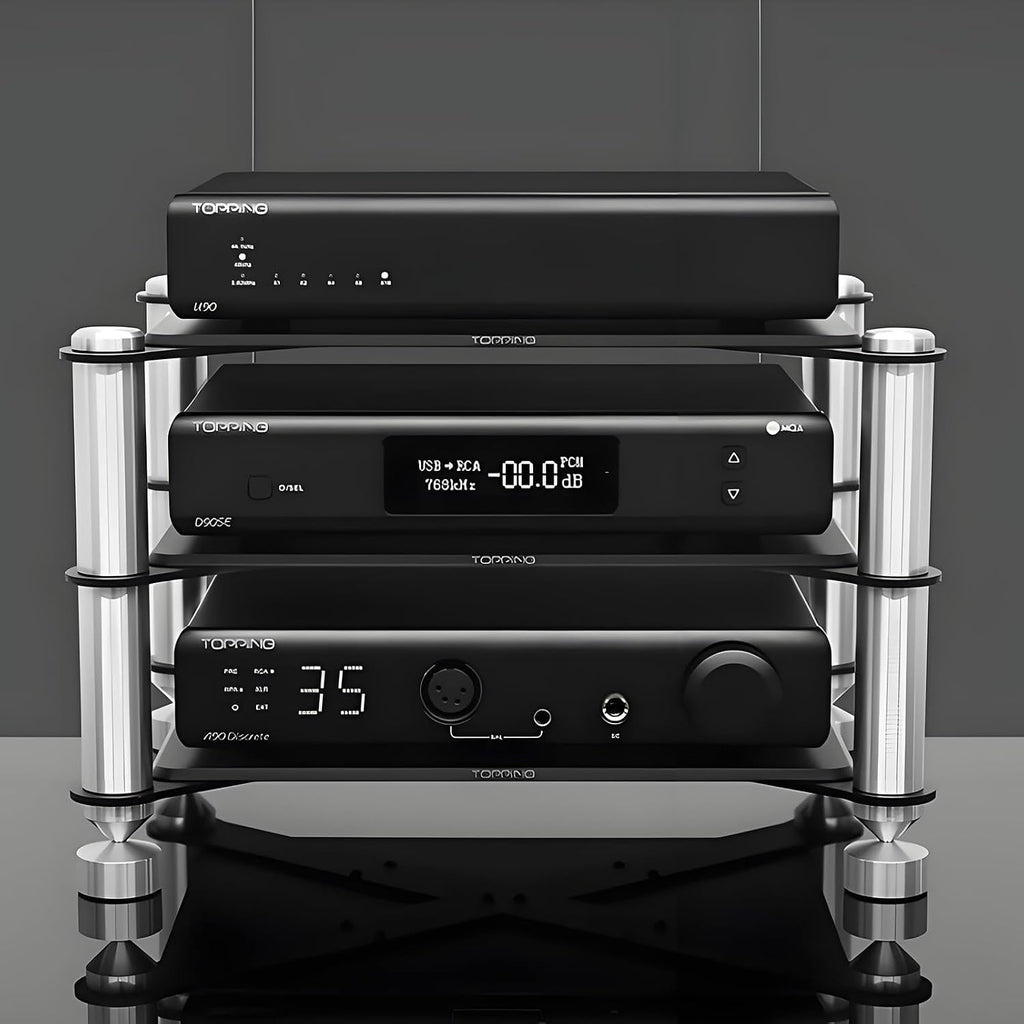Aluminum Audio Rack, Open Storage Shelf, Mini HiFi Media Stand, Floor-Standing TV Stand, Small Media Storage Cabinet for HiFi Audio Equipment DAC Amplifier Amp