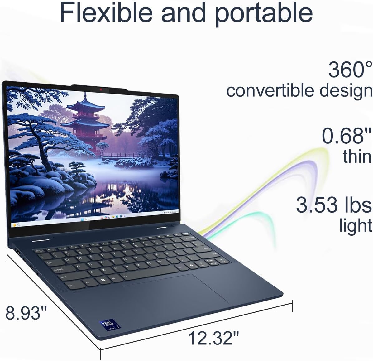 Lenovo IdeaPad Flex 5i 2-in-1 Laptop (14' FHD+ Touchscreen, Intel Ultra 5 Gen 2 225U, 8GB RAM, 512GB SSD, 12-Core (>i7-1355U)) AI PC for Creator, Backlit, Designer, IR Webcam, Win 11 Home