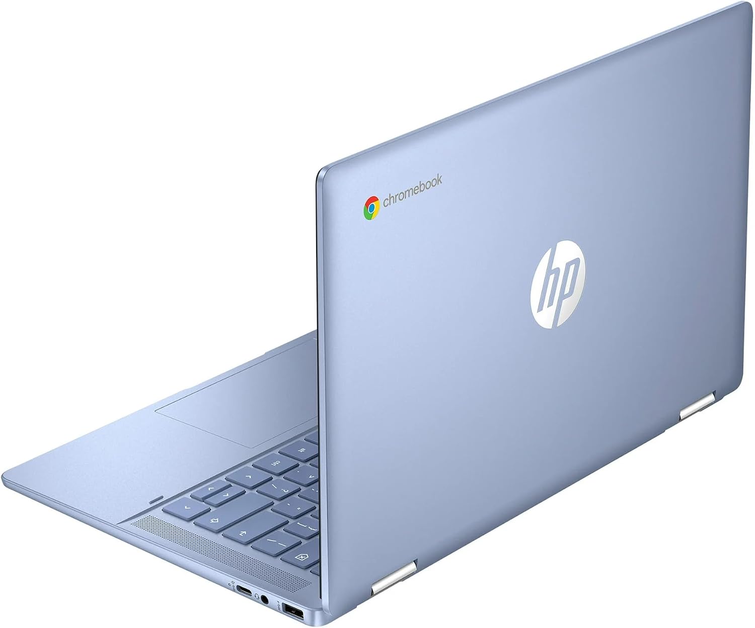 HP Chromebook x360 14 inch FHD IPS Touch 2-in-1 Laptop, Intel Processor N100, 4GB RAM, 64GB eMMC, Chrome OS, Sky Blue, 14b-cd0130wm