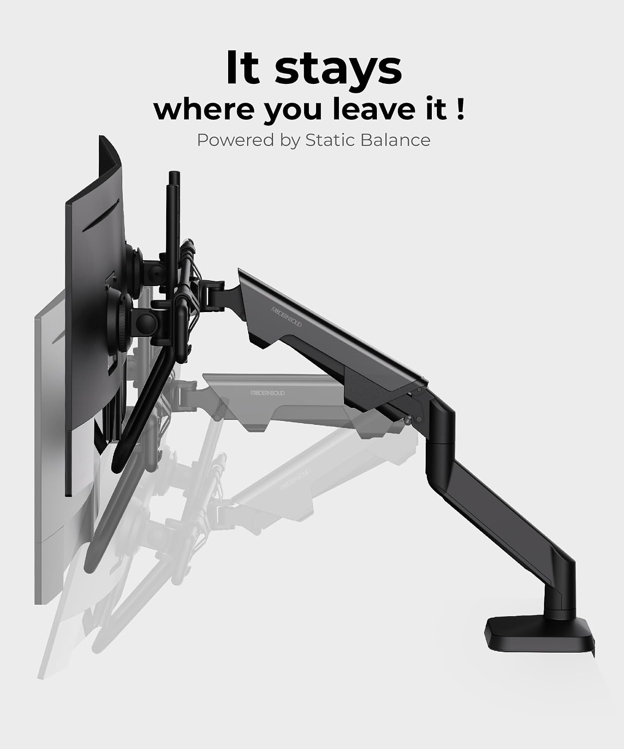 Modernsolid Dual Monitor Arm Desk Mount with Gas Spring, Fits 17–32 inches Screens up to 33 lbs, VESA 75x75/100x100, Crossbar Handle for Easy Adjustment, Black