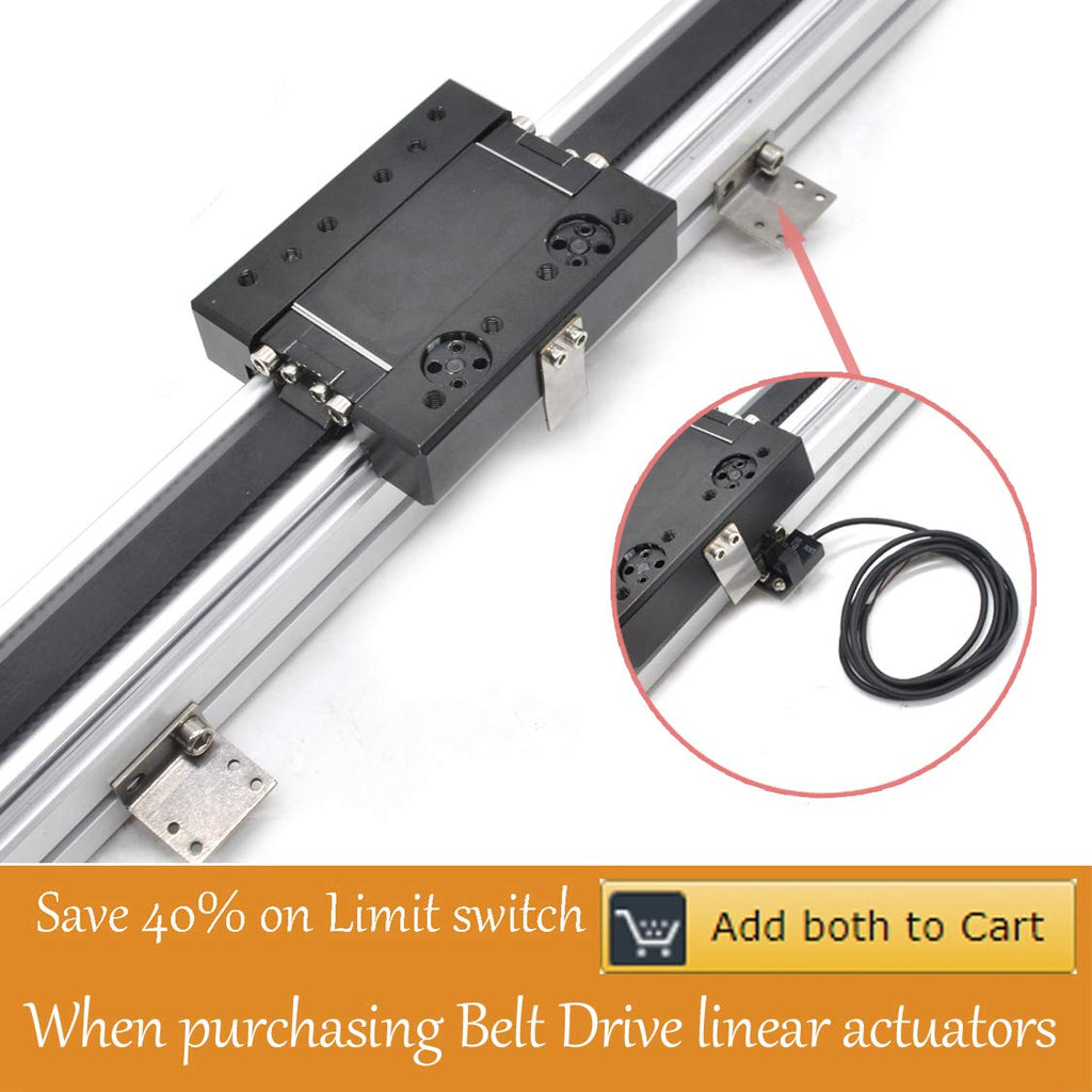 200mm Stroke High Speed Belt Drive Linear Guide Rail Sliding Table Stage for CNC 3D Printer & DIY Gantry Systems NEMA 23 Interface Compact Linear Motion Module for Prototyping