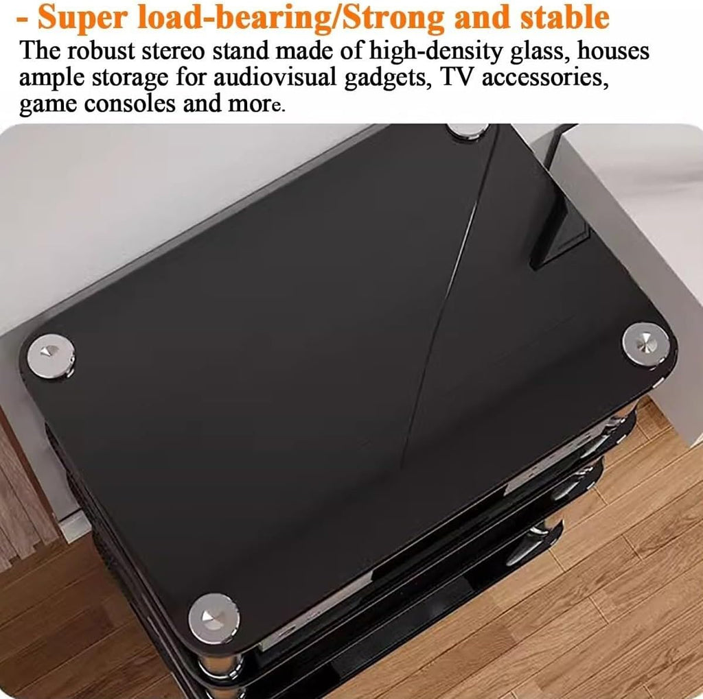 4 Tier Heavy Duty Audio Video Equipment Rack, Stereo Receiver Storage Unit for Home Office