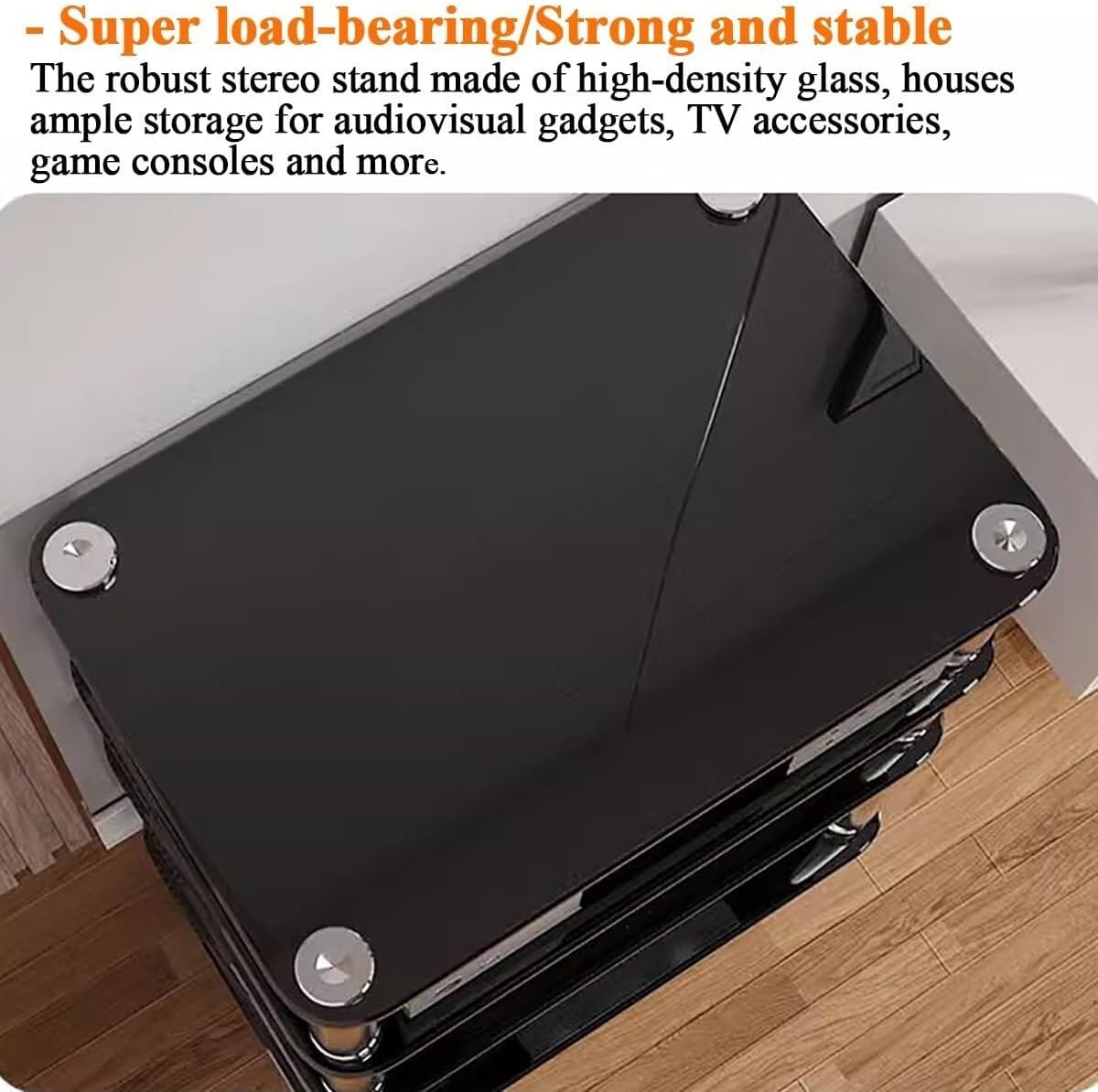 4 Tier Heavy Duty Audio Video Equipment Rack, Stereo Receiver Storage Unit for Home Office